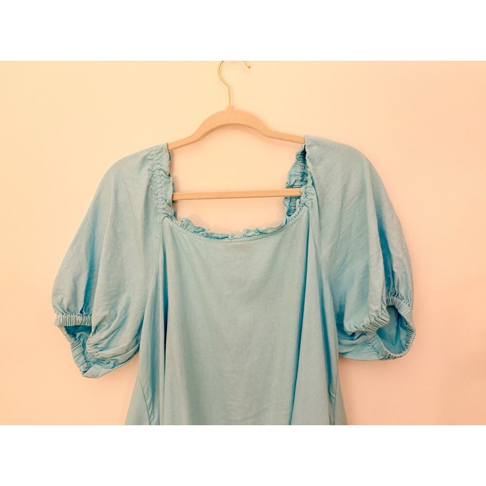 Stoney Clover Lane Dress Womens M Blue Babydoll Linen Boho Resort Summer Beach - Picture 6 of 11
